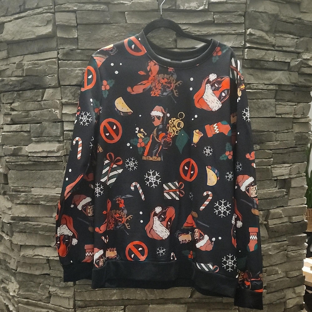 Deadpool Festive Black Holiday Sweatshirt